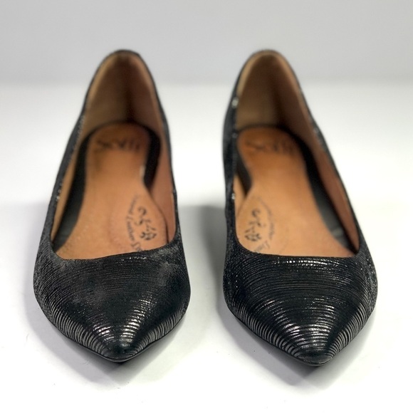 Sofft Altessa kitten heel black metallic silver stripes leather pointy toe 6.5 - Picture 5 of 11